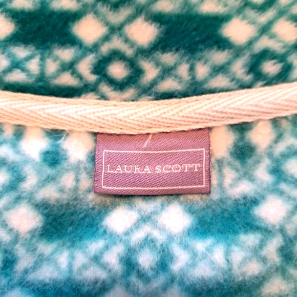 Laura Scott Patterned Zip Up Fleece Vest Green White Size XL - Picture 5 of 5